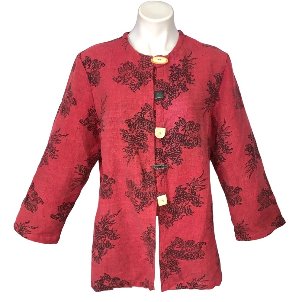Chappu Nepal Dragon Unique Button Lagenlook Cotton Jacket